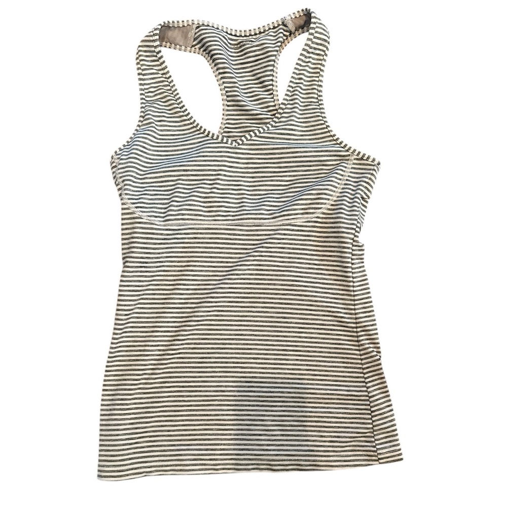 Striped athletic tank top with built-in bra